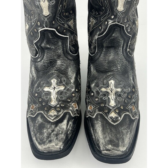 Laredo Womens Grey Black Silver Cross Inlay Details 52030 Western Boots Size 7.5 - Picture 5 of 15